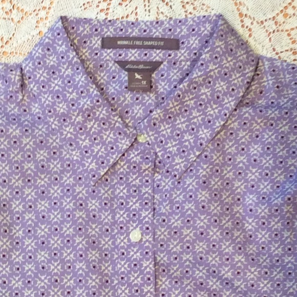 Eddie Bauer button up ⭐️ ✨HP✨⭐️ lavender and white ⭐️ cotton mix stretch - Picture 2 of 4
